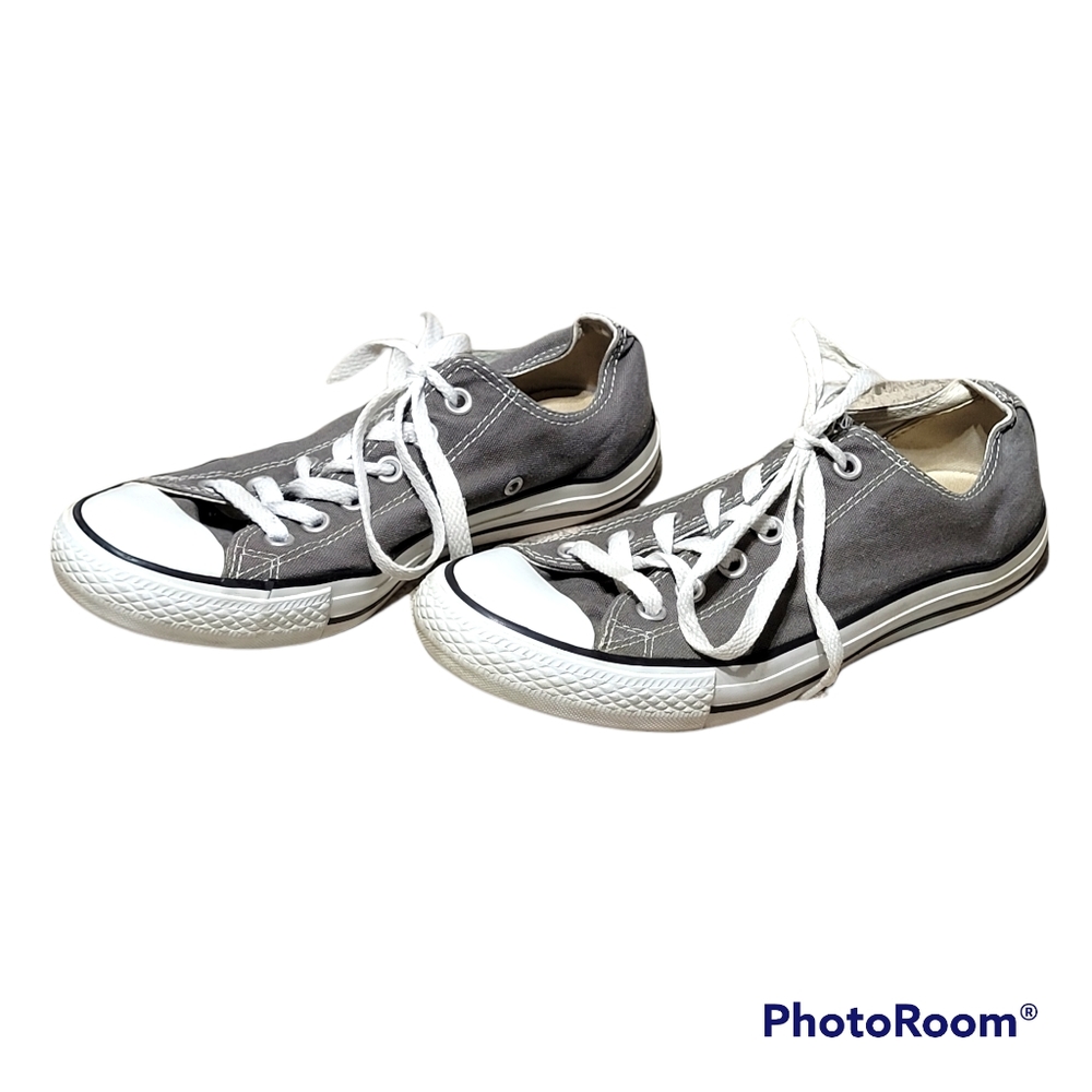 Converse All Star Gray White Low Top Unisex Lace Up Sneakers Womens 9 Mens 7